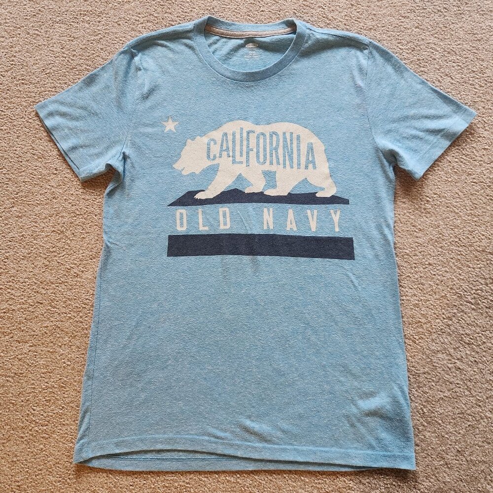 🐻 Old Navy Boys XL (14–16) Tee – California Bear & Star Graphic, Light Blue 🐻